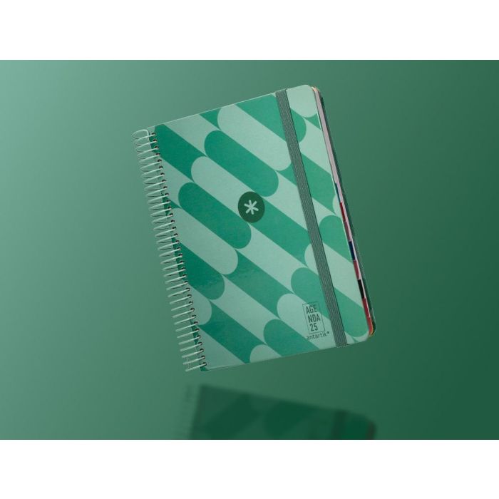 Agenda Espiral Antartik Pattern A5+ 2025 Dia Pagina Color Verde Papel 80 gr 9