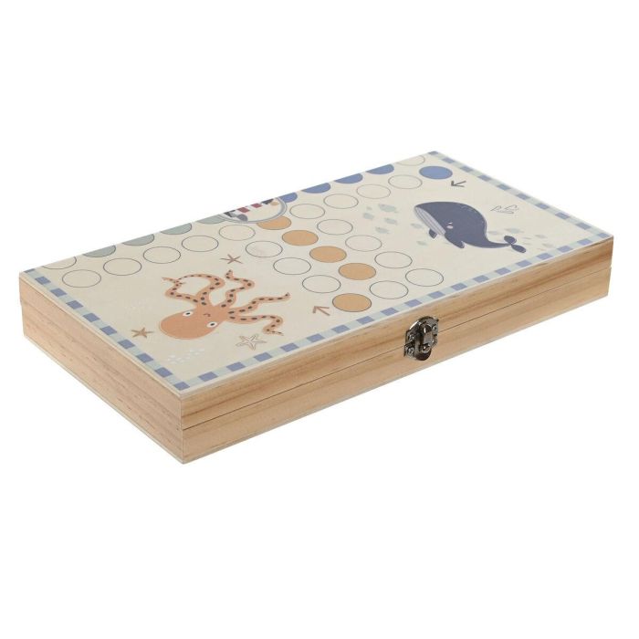 DKD Home Decor Juego de Mesa Infantil de Madera Multicolor con Parchís y temática Marina, Set de 18 Piezas, Medidas 13x26x3.3 cm 1 DKD Home Decor Juego de Mesa Infantil de Madera Multicolor con Parchís y temática Marina, Set de 18 Piezas, Medidas 13x26x3.3 cm 1