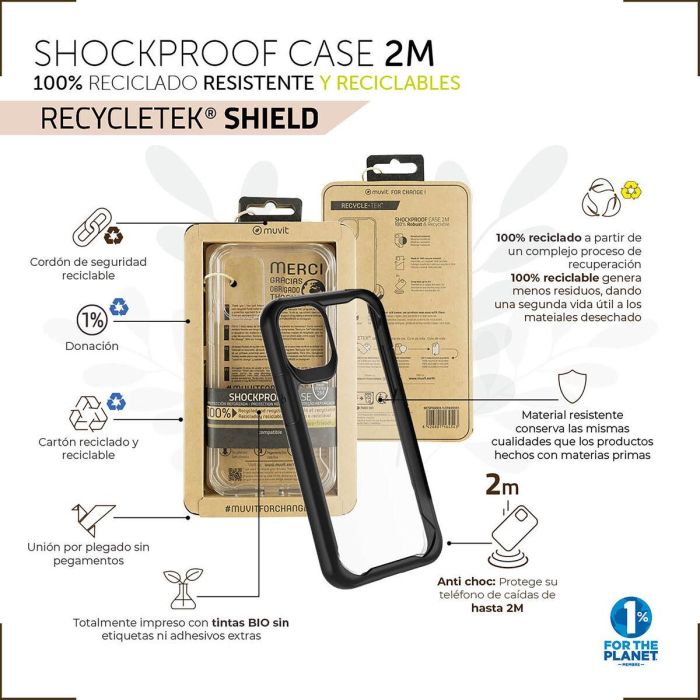 Muvit Funda Shockproof 2M para Apple iPhone - Protección contra caídas de hasta 2 metros, material reciclado 4 Muvit Funda Shockproof 2M para Apple iPhone - Protección contra caídas de hasta 2 metros, material reciclado 4