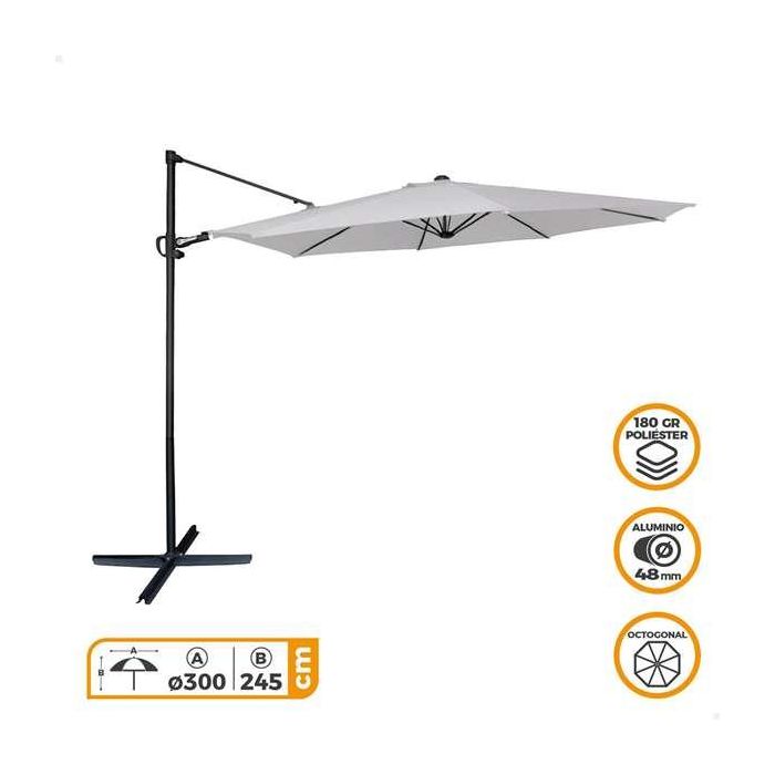 Parasol Aktive Roma 300 x 245 x 300 cm Antracita Ø 4,8 cm Aluminio 3 Parasol Aktive Roma 300 x 245 x 300 cm Antracita Ø 4,8 cm Aluminio 3