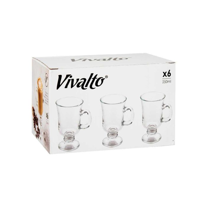 Taza Vidrio Cafe Latte Con Pie Y Asa 250Ml Vivalto 10X14CM (24 Unidades) 2 Taza Vidrio Cafe Latte Con Pie Y Asa 250Ml Vivalto 10X14CM (24 Unidades) 2