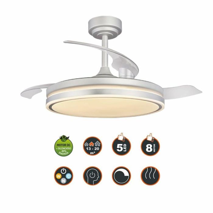 Ventilador de Techo CristalRecord RETRACT MOSS Gris 72 W 3 Ventilador de Techo CristalRecord RETRACT MOSS Gris 72 W 3