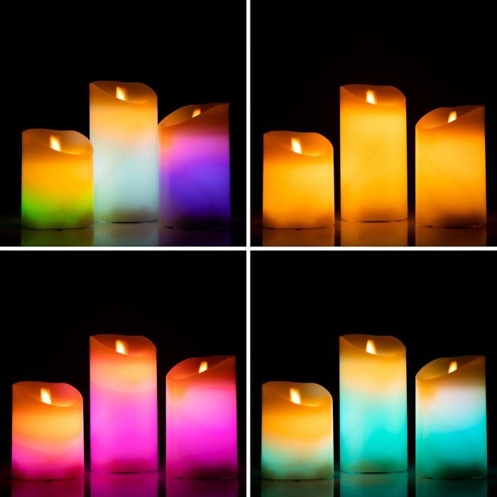 Velas LED Multicolor Efecto Llama con Mando Lendles InnovaGoods 3 Unidades 9