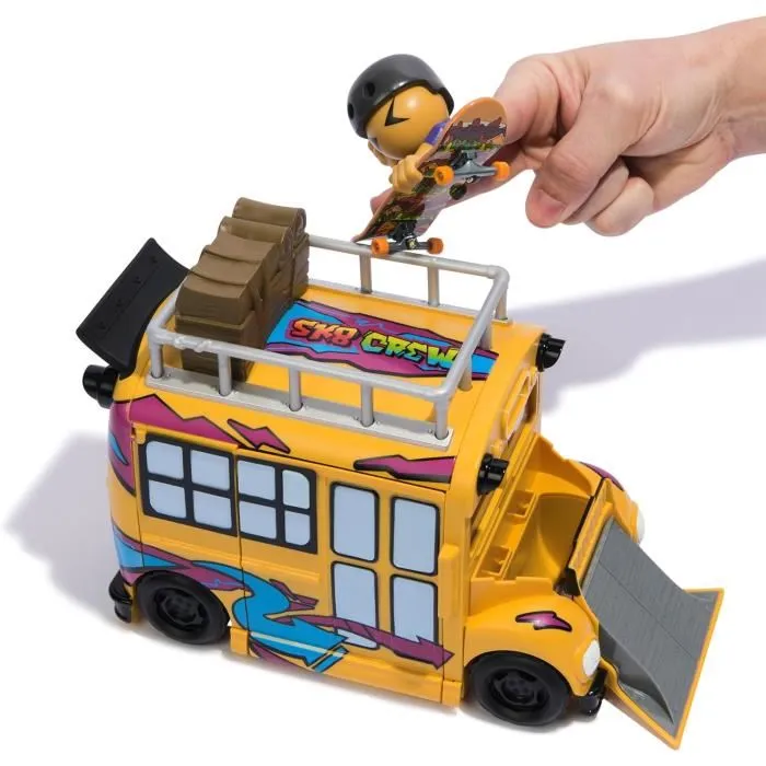 Spin Master Autobús Sk8 Crew Playset 6071034 Convertible en Pista de Skate de Dedos para Niños 3