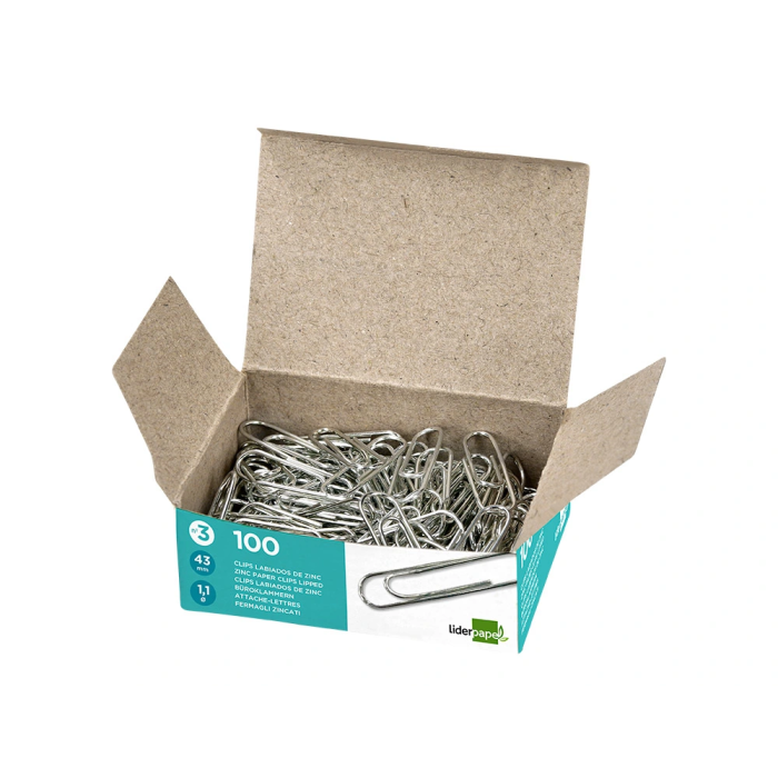 Liderpapel Clips nº3 labiados 43 mm Caja de 100 unidades 3