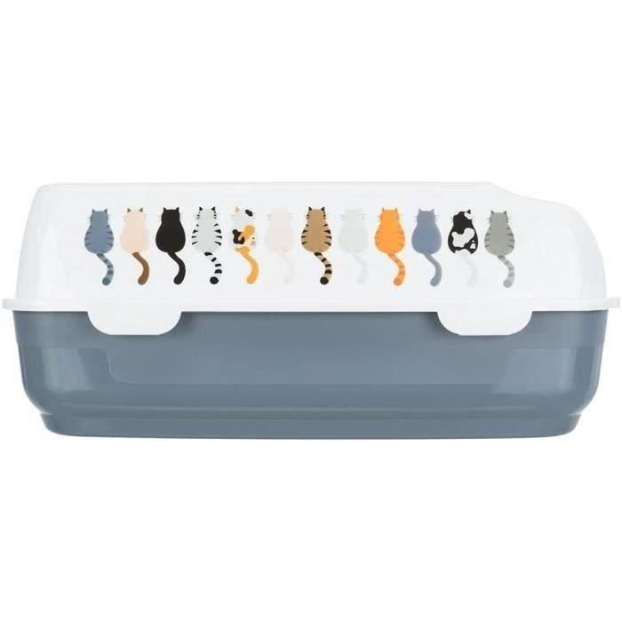 TRIXIE Caja de arena Delio - Borde - 38 × 20 × 50 cm - Estampado gris y blanco 3 TRIXIE Caja de arena Delio - Borde - 38 × 20 × 50 cm - Estampado gris y blanco 3