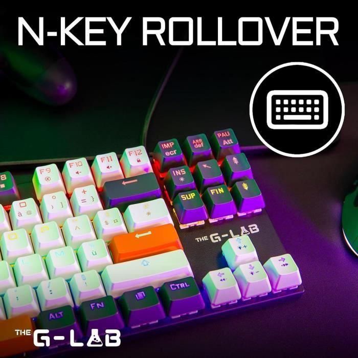 Teclado Gaming - THE G-LAB - KEYZ-MERCURY-C/FR - Mecánico - TKL - 3 colores Blanco+Negro+NaranjaFR 4