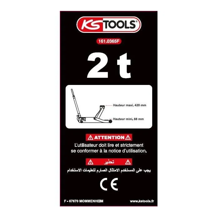 Gato hidráulico - KS TOOLS - 161.0365F - Gato de 2 toneladas - Elevador de vehículos compacto de aluminio/acero - Gato rodante 3 Gato hidráulico - KS TOOLS - 161.0365F - Gato de 2 toneladas - Elevador de vehículos compacto de aluminio/acero - Gato rodante 3