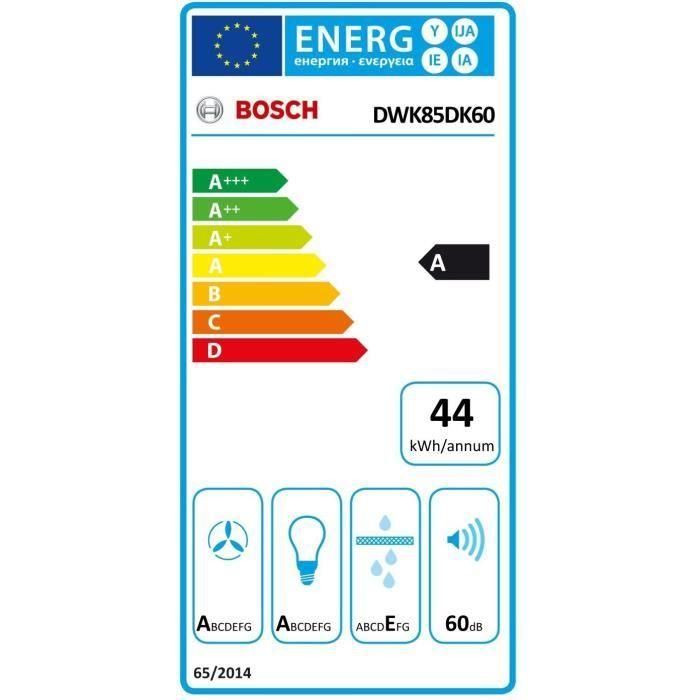 Campana decorativa de pared - BOSCH SER2 - DWK85DK60 Negro - L: 790 mm x P: 325 mm 3 Campana decorativa de pared - BOSCH SER2 - DWK85DK60 Negro - L: 790 mm x P: 325 mm 3
