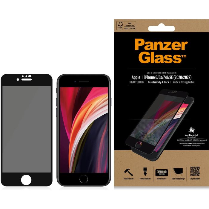 PanzerGlass E2E Privacy Protector Pantalla Vidrio Templado iPhone 6/6s/7/8/SE 2020/2022 Transparente 2