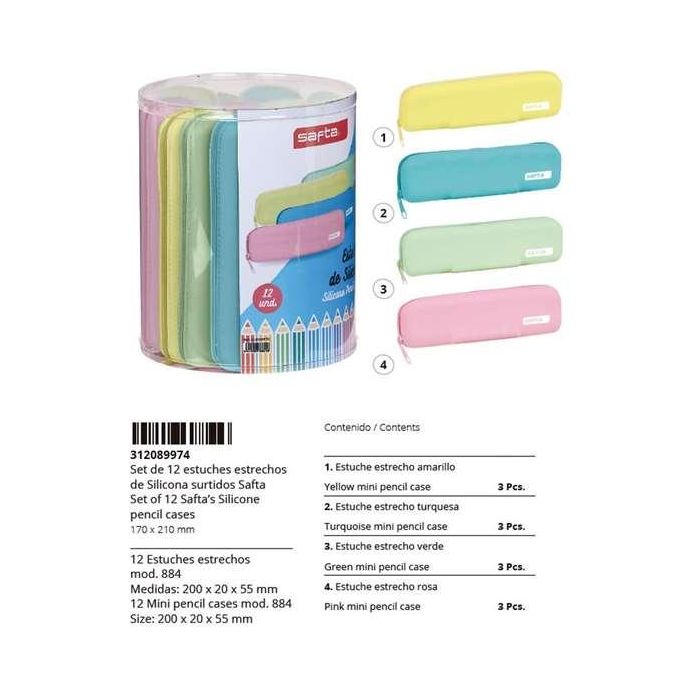 Safta Set De 12 Portatodos Estrechos Silicona Colores Surtidos 812089884