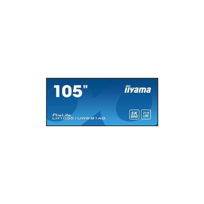 Monitor Profesional Iiyama 105" (LH10551UWS-B1AG) / Tiempo Operacion 24/7 / Uso Horizontal y Vertical / Ips / 5120X2160 5K Uw / 8Ms / 500Cd / 21:9 / Rs-232C / Rj45 / Hdmi X 1 / Dp X 1 / Usb-C X 2/ Usb X6 / Slot Ops / Vesa 1500X600 Monitor Profesional Iiyama 105" (LH10551UWS-B1AG) / Tiempo Operacion 24/7 / Uso Horizontal y Vertical / Ips / 5120X2160 5K Uw / 8Ms / 500Cd / 21:9 / Rs-232C / Rj45 / Hdmi X 1 / Dp X 1 / Usb-C X 2/ Usb X6 / Slot Ops / Vesa 1500X600