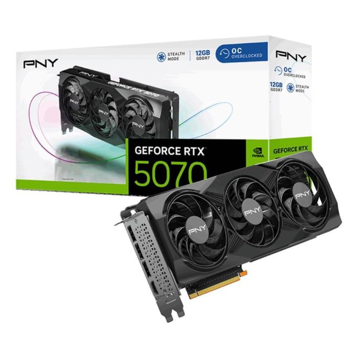 PNY Tarjeta Gráfica GeForce RTX 5070 OC 12GB GDDR7 PCI Express x16 5.0 3x DisplayPort 2.1b HDMI 2.1b