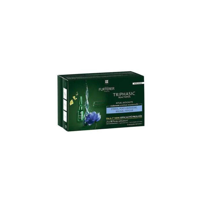 Rene Furterer Triphasic Reaccional Tratamiento Anticaída 12x5ml + Champú Complementario para Pelo y Cuero Cabelludo