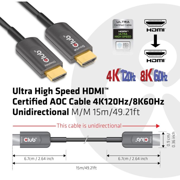 Club3D Cable HDMI 2.1 Activo Óptico 8K 60Hz UHD 15 Metros 2 Club3D Cable HDMI 2.1 Activo Óptico 8K 60Hz UHD 15 Metros 2