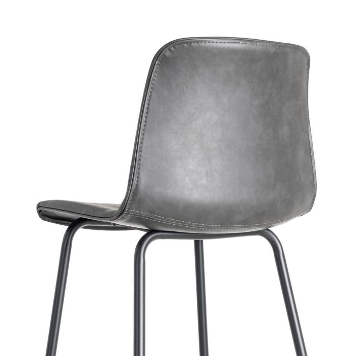 Taburete Negro Metal / Simil Piel 47 X 47 X 103 cm