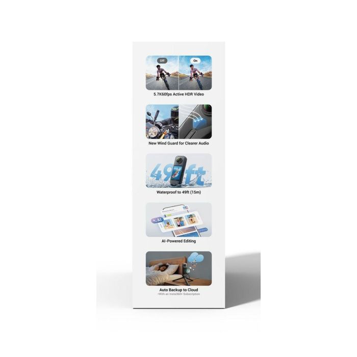 Insta360 INS6977644761496 X5 Bundle Edition Cámara Deportiva 360° 8K WiFi Bluetooth FlowState Resistente Agua 5 Insta360 INS6977644761496 X5 Bundle Edition Cámara Deportiva 360° 8K WiFi Bluetooth FlowState Resistente Agua 5