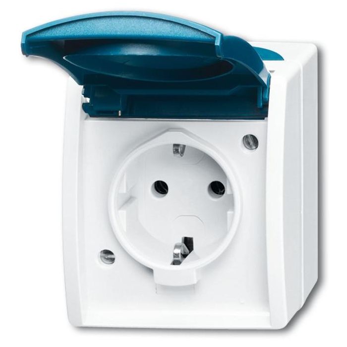 BUSCH JAEGER Ocean - Steckdose Klappdeckel 1-fach - AP *grau/blaugrün* 0 BUSCH JAEGER Ocean - Steckdose Klappdeckel 1-fach - AP *grau/blaugrün* 0