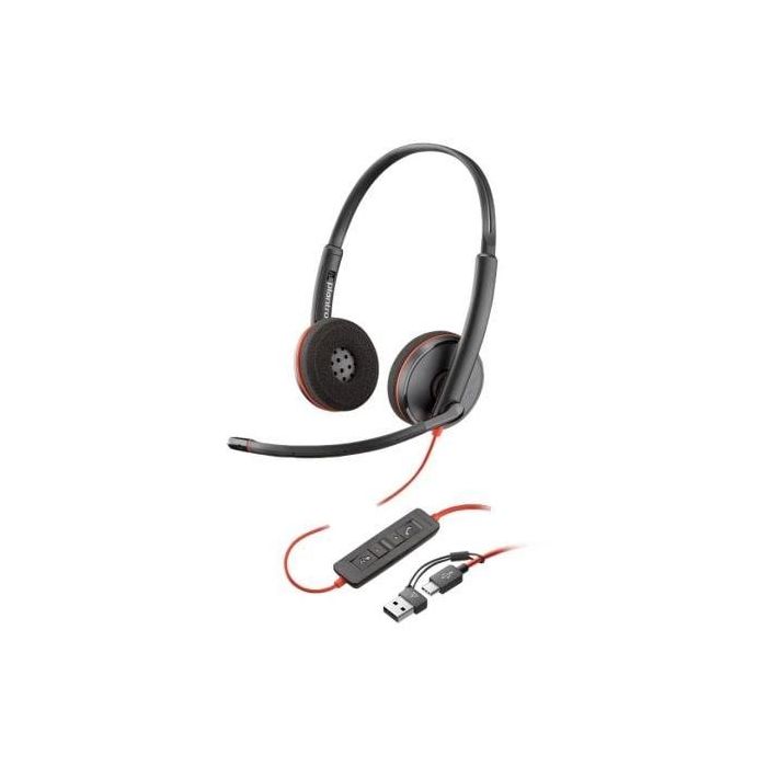 Poly 8X2J9A6 Auriculares Blackwire 3220 Estéreo con Micrófono de Cancelación de Ruido USB-C/A Alámbricos Negros Bulk para PC/Móvil/Tablet