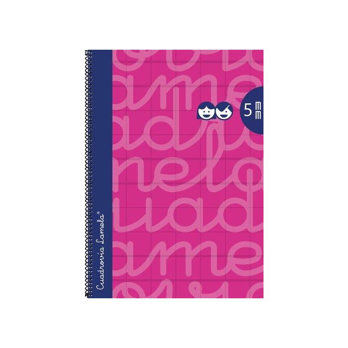 Lamela Bloc Tapa Forrada Fº 80H Cuadrovia 5 Mm Fucsia 5 unidades