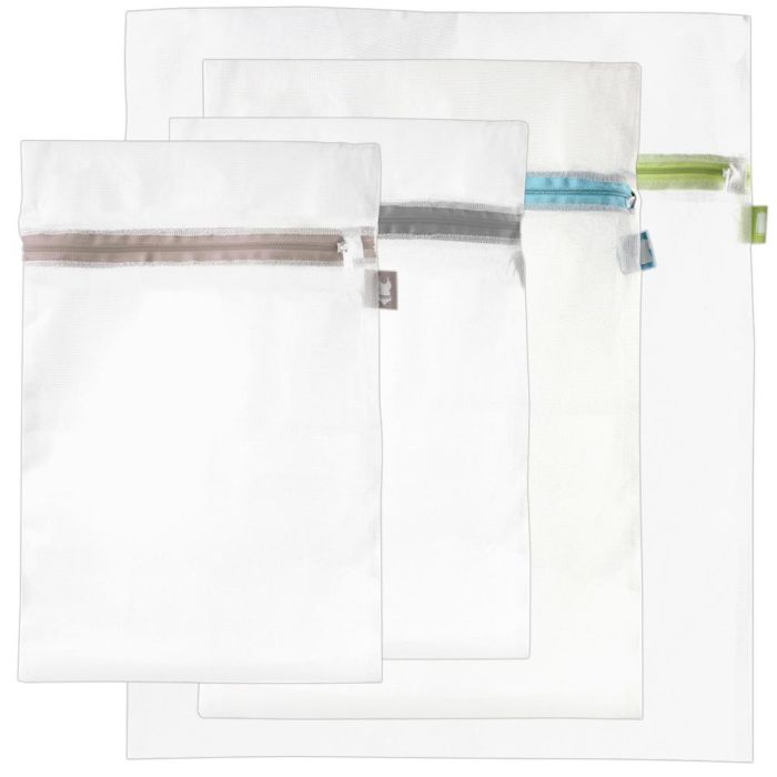 Je cherche une Idee Juego de 4 Protectores para Lavado Blancos con Cremallera Grande Mediana y Pequeñas para Prendas Delicadas 1
