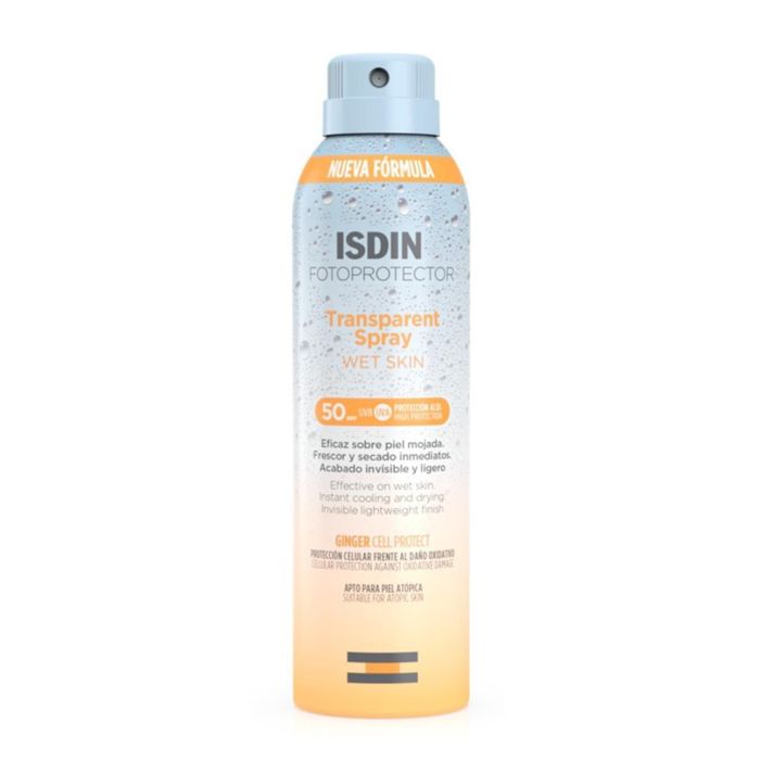 Isdin Wet skin spray fotoprotector SPF50 piel atopica 250 ml vaporizador