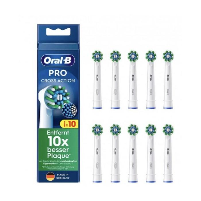 Oral-B Cabezales de Recambio CrossAction, Pack de 10 unidades, color blanco
