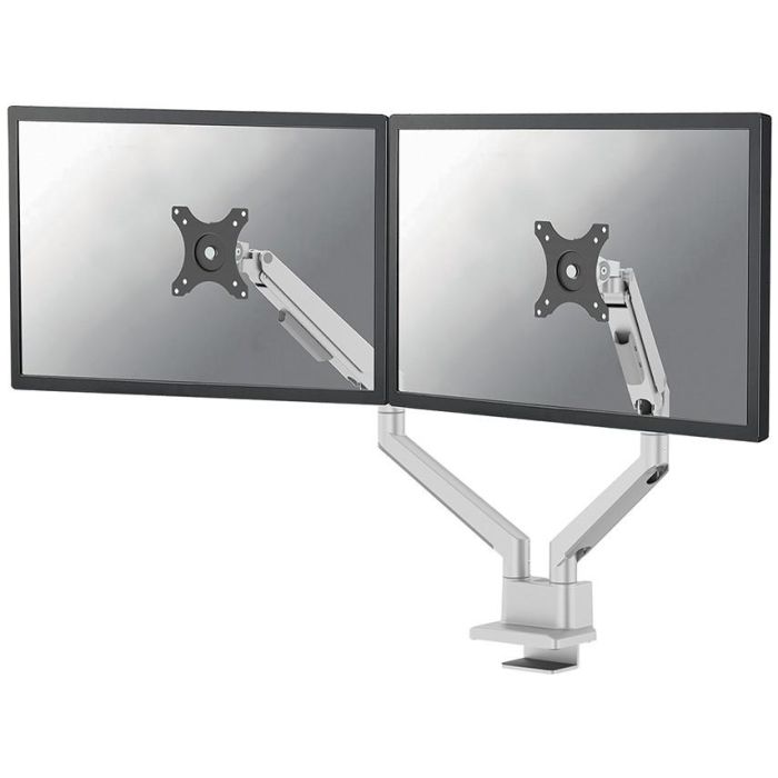Neomounts DS70-250SL2 Soporte de Mesa para 2 Monitores 17-32" con Resorte de Gas 9kg Plata Ajustable Pinza/Atornillado