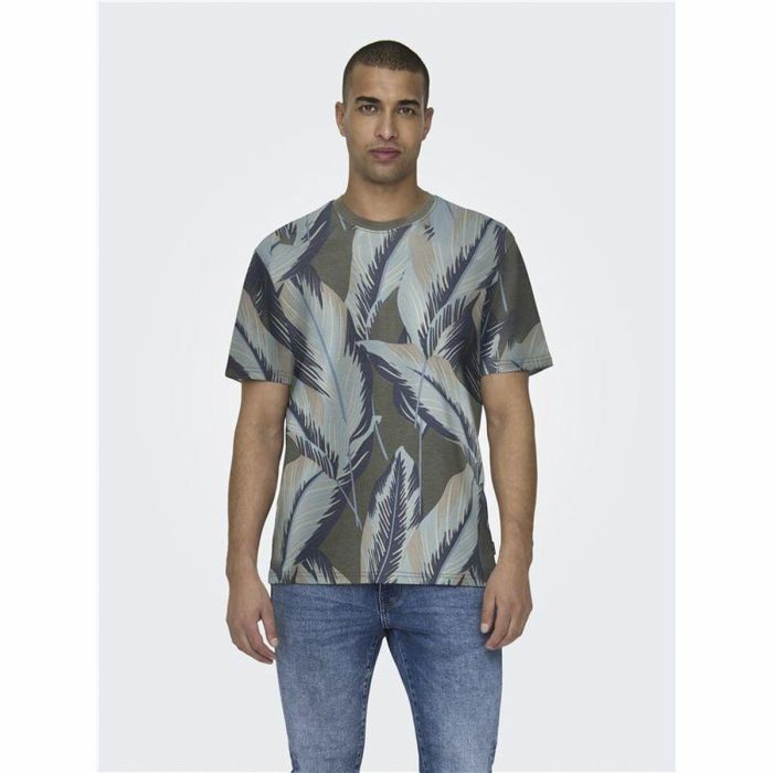 Camiseta de Manga Corta Hombre Only & Sons Onskobe Reg Banana Leaf Oliva M 1