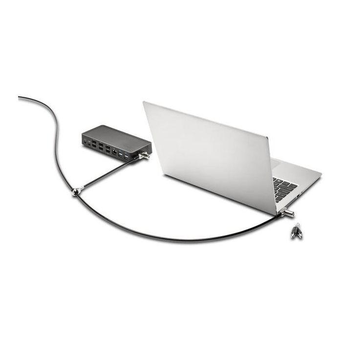 Kensington Candado de seguridad 3 en 1 universal Twin Head con cable y llave de acero al carbón para portátiles 1