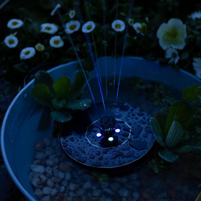 Lumineo Fuente Solar de Jardín Luz LED RGB Plástico IP-68 Ø16 x 3,5 cm 3