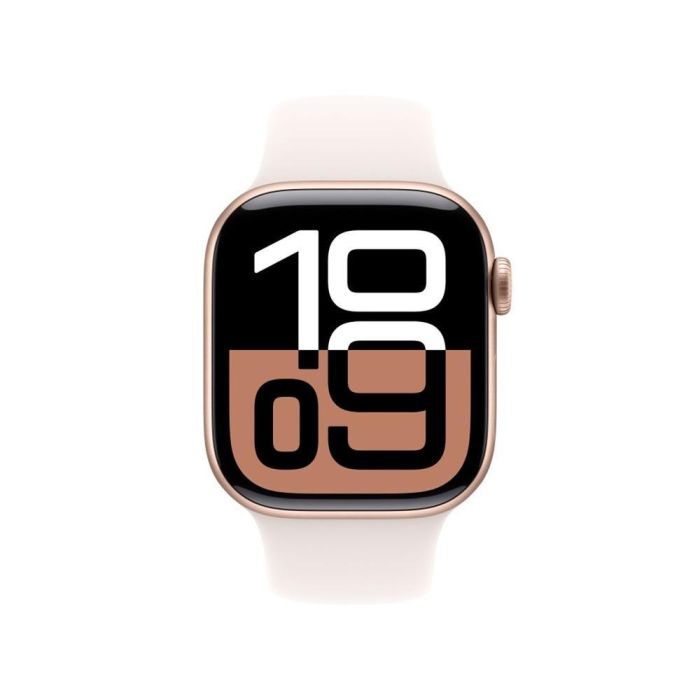 Apple MWXA3QL/A Watch Series 10 GPS + Cellular 42mm Caja Aluminio Oro Rosa Correa Deportiva Rosa Rubor M/L, Pantalla Grande, Carga Rápida