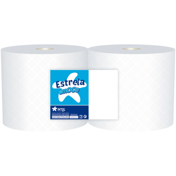 Amoos Papel Secamanos Industrial 2 Capas 222 mm x 400 mt Rollo Paquete 2 Unidades 1