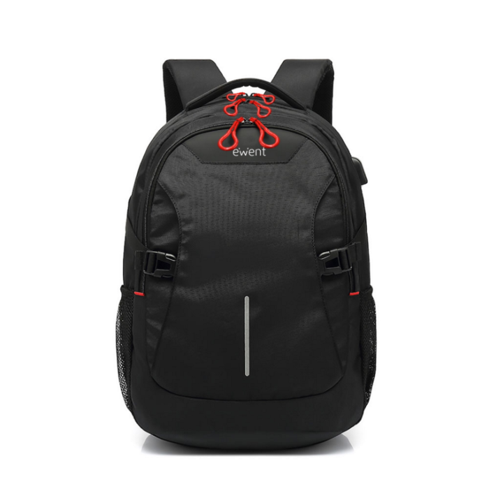 Ewent EW2526 Mochila para Portátil de 15.6 Pulgadas con Salida USB, Compartimentos para Tablet y Accesorios, Tirantes Ergonómicos, Polyester
