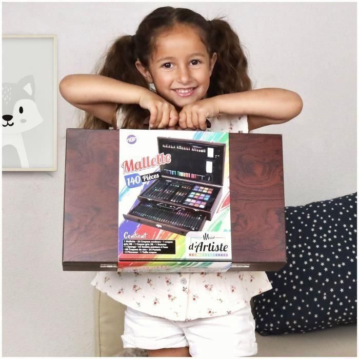 MGM Cajonera de madera 'Mano del Artista' 140 piezas – Kit completo de materiales de dibujo, pintura y pasteles para ocio creativo 4