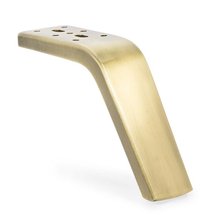 Q&Q Horsy H125 Pata Metálica para Sofá y Mueble, Acabado Latón Cepillado, 125mm Altura