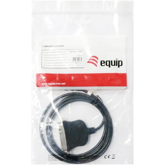 EQUIP Adaptador USB-A a Paralelo EPP.ECP.bidi St/St 1.50m Negro Cable USB a Centronics 36 3