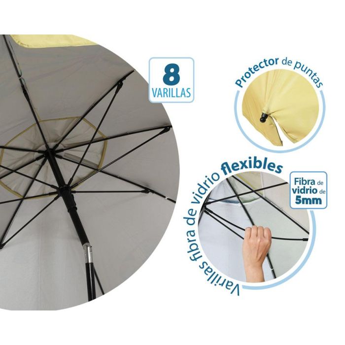 Atosa Sombrilla de Playa Reclinable de Aluminio con UPF 50+, Amarillo, 200 cm 3