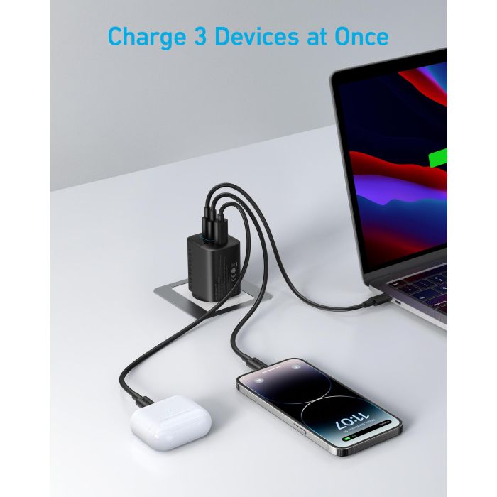 Anker 336 Charger 67W, 1 x USB-A, 2 x USB-C, Negro, Cargador Rápido GaN, Power Delivery 2 Anker 336 Charger 67W, 1 x USB-A, 2 x USB-C, Negro, Cargador Rápido GaN, Power Delivery 2