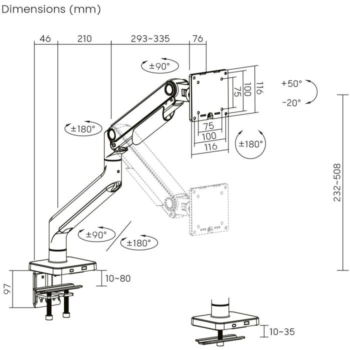 DIGITUS Single Monitorhalterung, 49", 20 kg 3 DIGITUS Single Monitorhalterung, 49", 20 kg 3