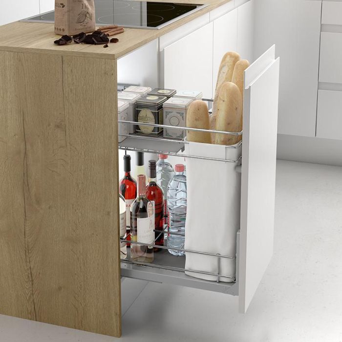 Menage Confort Sp16-19 Botellero Panero Classic M400 Cromo Guía Oculta Extracción Parcial 25 kg para Cocina 1