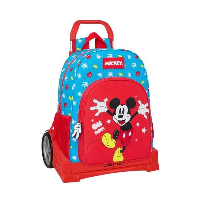 Mochila Escolar con Ruedas Mickey Mouse Clubhouse Fantastic Azul Rojo 33 x 42 x 14 cm