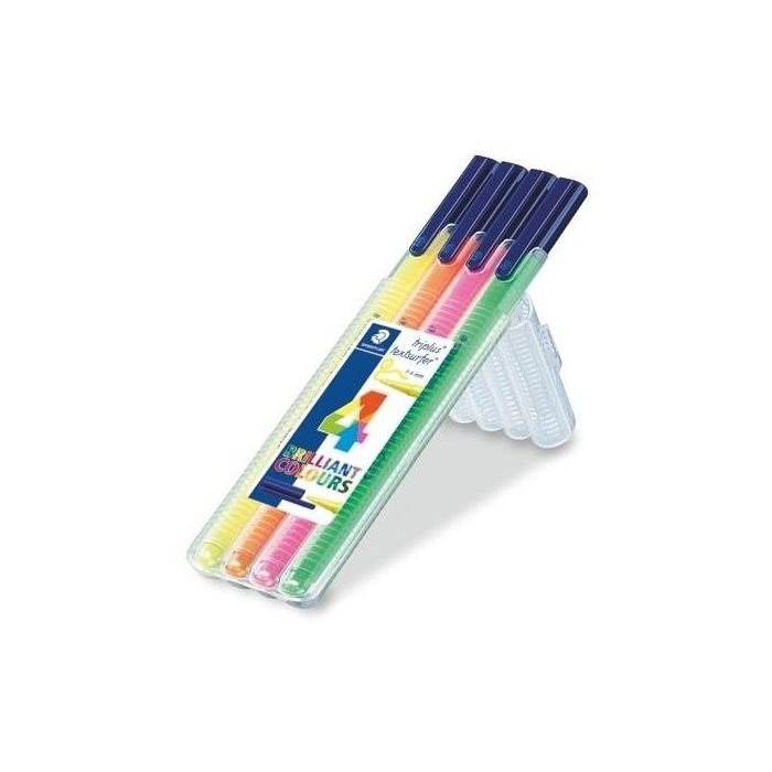 STAEDTLER 4007817362020 Rotuladores Textmarker triplus textsurfer, caja de 4 unidades, Multicolor, para Niños