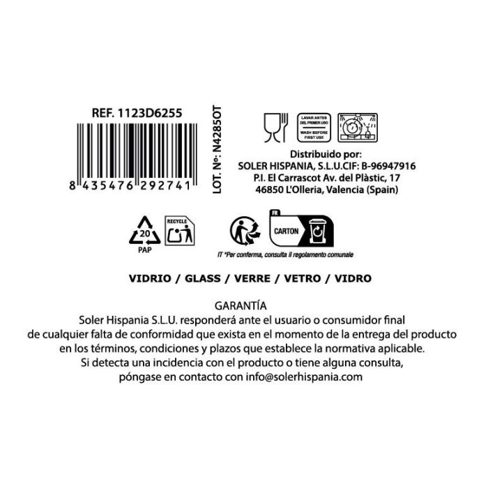 La Mediterranea Copa Coñac 280 ml Bois ø6 x 8.3 x 11.8 cm (48 Unidades)