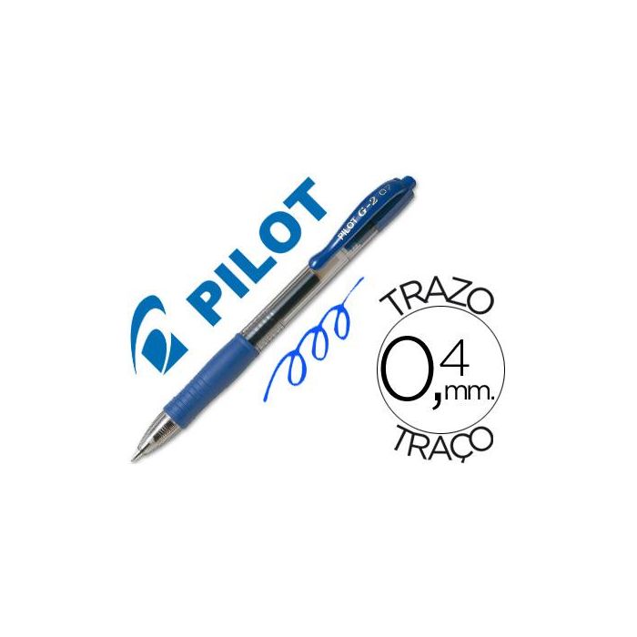 Boligrafo Pilot G-2 Azul Tinta Gel Retractil Sujecion De Caucho 12 unidades