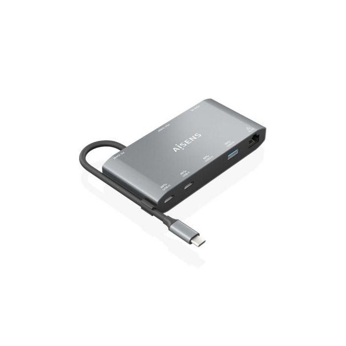 AISENS - USB-C DOCK 8 EN 1, USB-C A 1xHDMI, 1xVGA, 1xRJ45, 2xUSB-A, 2xUSB-C 5G, 1xUSB-C PD, GRIS, 20CM AISENS - USB-C DOCK 8 EN 1, USB-C A 1xHDMI, 1xVGA, 1xRJ45, 2xUSB-A, 2xUSB-C 5G, 1xUSB-C PD, GRIS, 20CM