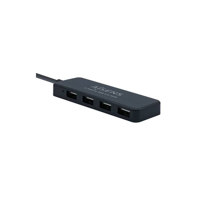 Aisens ASU2044N Hub USB 2.0 Tipo A Macho a 4x USB 2.0 Hembra Negro 30 cm