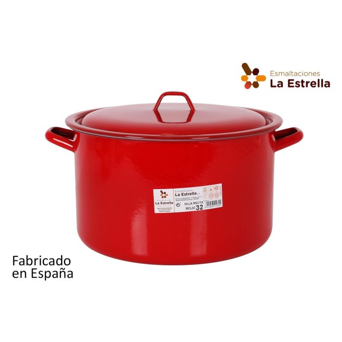 Olla Recta con Tapa 32 cm Rojo - La Estrella (4 Unidades) Olla Recta con Tapa 32 cm Rojo - La Estrella (4 Unidades)