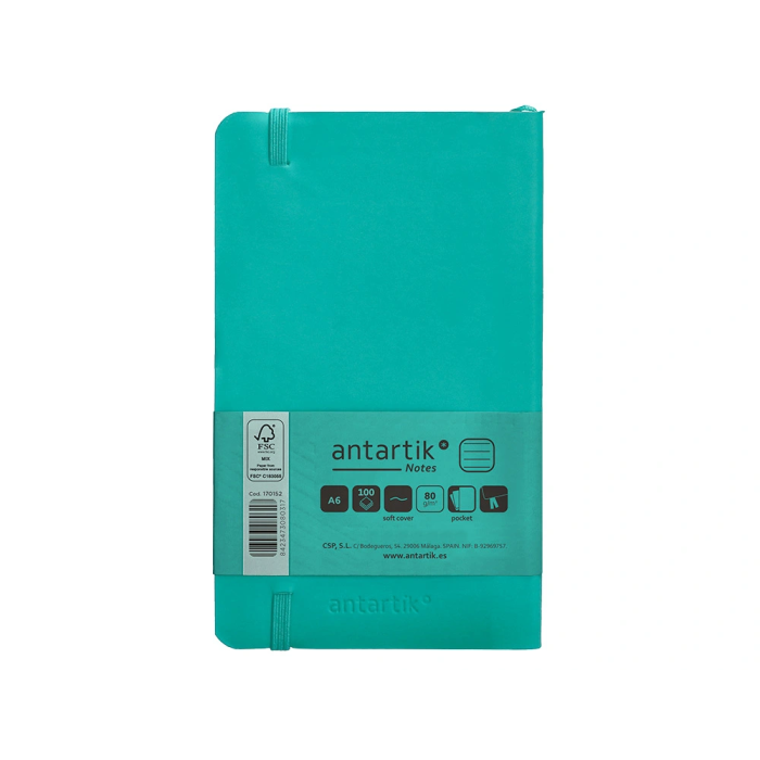 Antartik Cuaderno A6 Tapa Blanda Rayas Turquesa 100 Hojas 80 gr FSC 2
