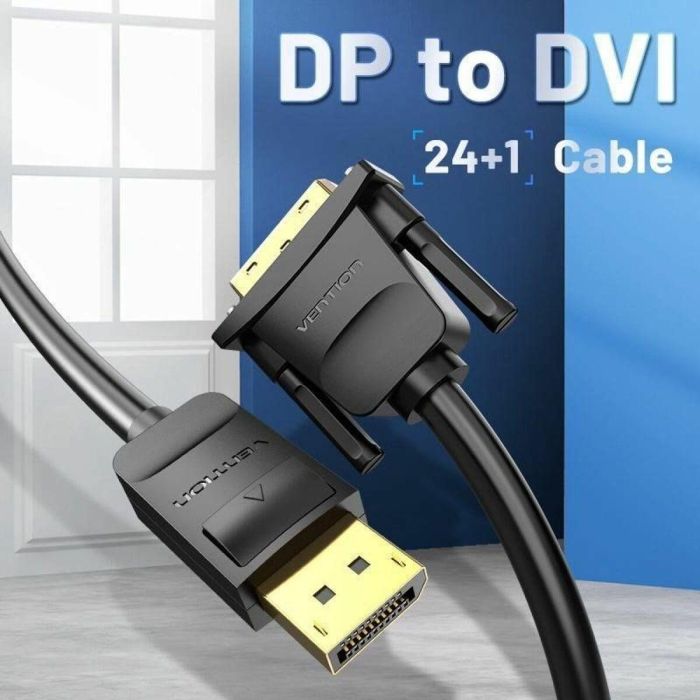 Adaptador DisplayPort a DVI Vention HAFBH Negro 1 m 1 Adaptador DisplayPort a DVI Vention HAFBH Negro 1 m 1